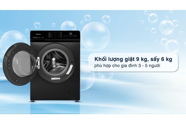 Máy giặt sấy Hisense Inverter giặt 9 kg sấy 6 kg WD90N1Y