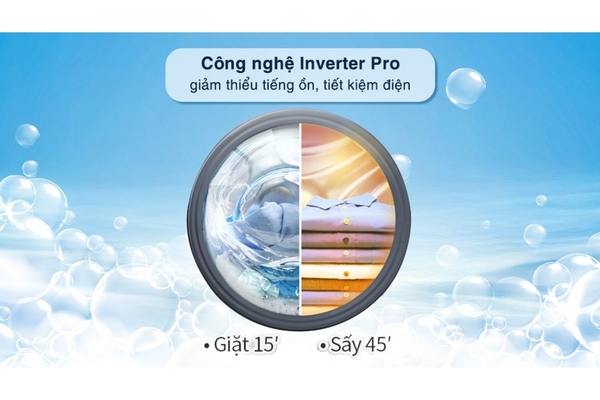 Máy giặt sấy Hisense Inverter giặt 9 kg sấy 6 kg WD90N1Y