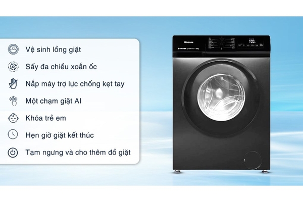 Máy giặt sấy Hisense Inverter giặt 9 kg sấy 6 kg WD90N1Y