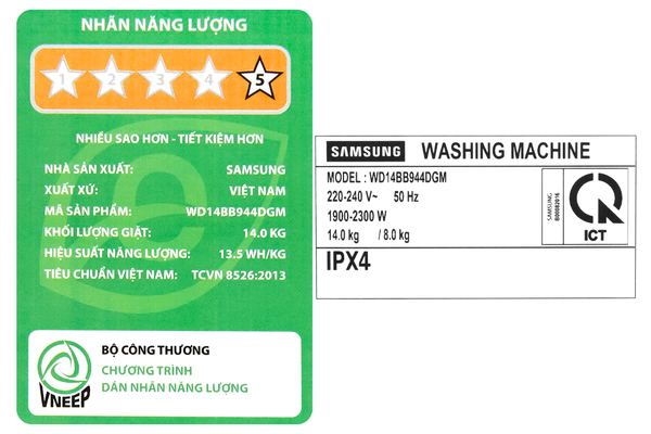 Máy giặt sấy Samsung Bespoke AI Inverter 14/8 kg WD14BB944DGMSV