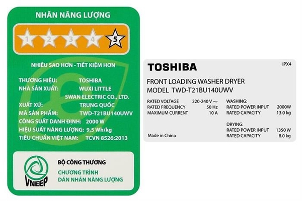 Máy giặt sấy Toshiba Inverter 13/8 kg TWD-T21BU140UWV(MG) - ảnh 9