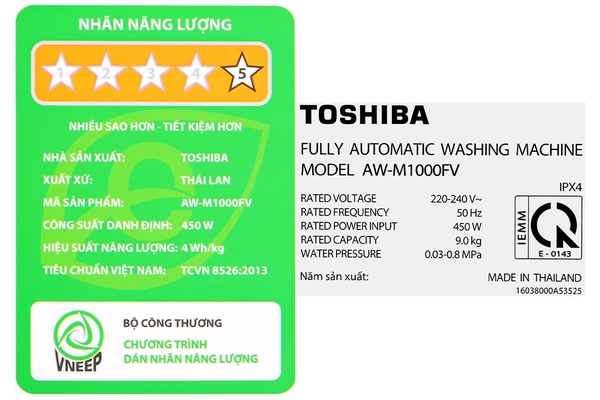 Máy giặt Toshiba 9 kg AW-M1000FV (MK) - ảnh 10