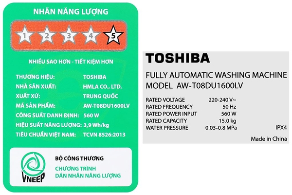Máy giặt Toshiba Inverter 15 kg AW-T08DU1600LV(MK)