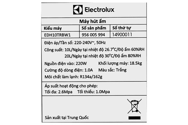 Máy hút ẩm Electrolux EDH10TRBW1 - ảnh 15