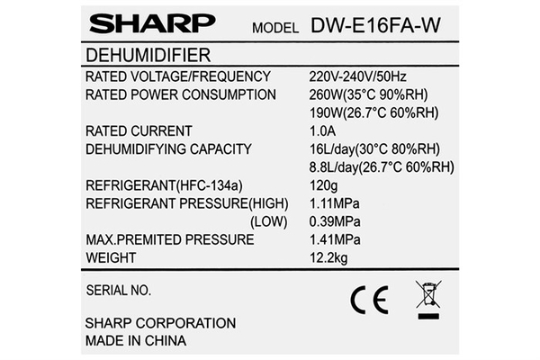 Máy hút ẩm kết hợp lọc không khí Sharp DW-E16FA-W - ảnh 15