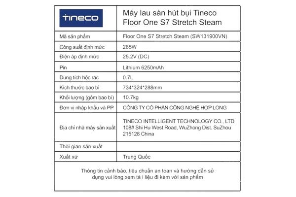Máy hút bụi lau nhà Tineco Floor One S7 Stretch Steam