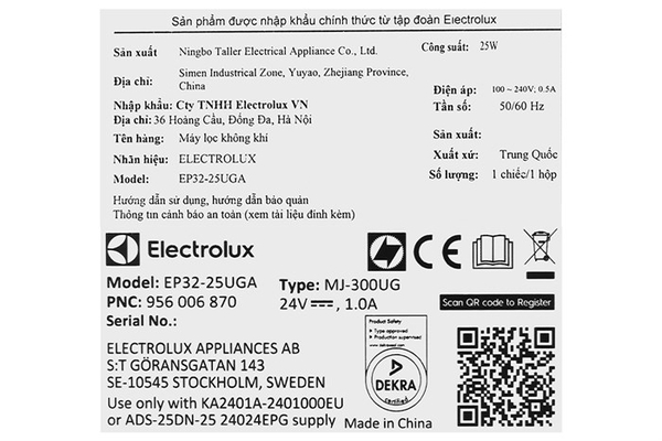 Máy lọc không khí Electrolux EP32-25UGA cho phòng 30m² - ảnh 15