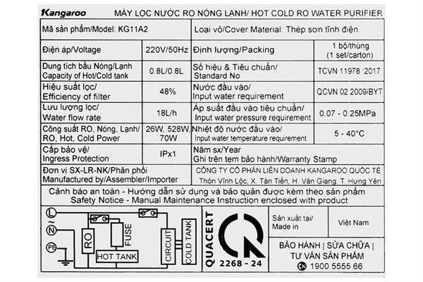 Máy lọc nước Kangaroo Hydrogen nóng lạnh 11 lõi KG11A2 Công nghệ làm lạnh điện tử - ảnh 7