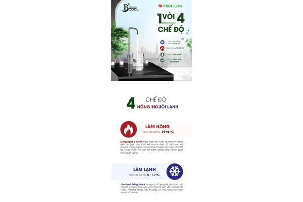 Máy lọc nước RO nóng, lạnh, kiềm, tinh khiết Feroli.,JSC Bcool