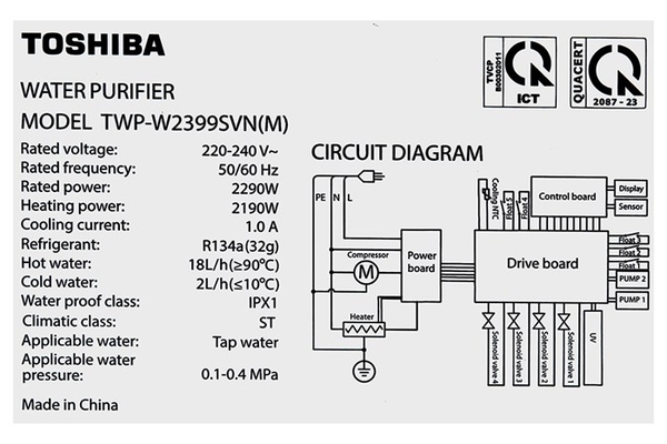 Máy lọc nước RO nóng nguội lạnh Toshiba TWP-W2399SVN(M) - ảnh 7