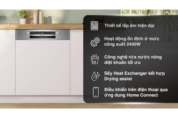 Máy rửa bát bán âm Bosch SMI4EVS08E Serie 4