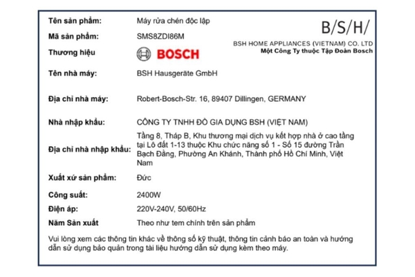 Máy rửa bát độc lập Bosch SMS8ZDI86M Serie 8
