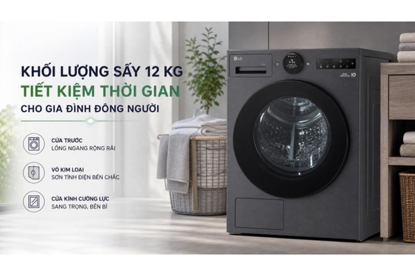 Máy Sấy Bơm Nhiệt LG 12 Kg RX12VHP3K Mới 2026