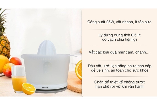 Máy vắt cam Philips Daily Collection 25W 0,5 lít HR2738/00