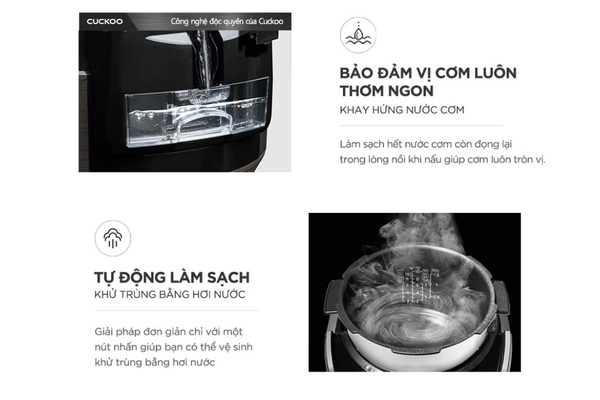 Nồi cơm điện cao tần áp suất Cuckoo Lòng nồi X-Wall Black 1.8 lít CRP-HUS1000F Xuất xứ Hàn Quốc, Màu Đỏ