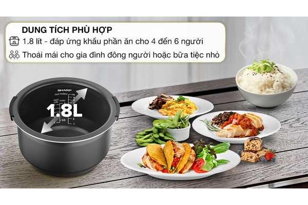 Nồi Cơm Điện Cao Tần Sharp KS-IH18IX-WH 1.8L Màu Trắng