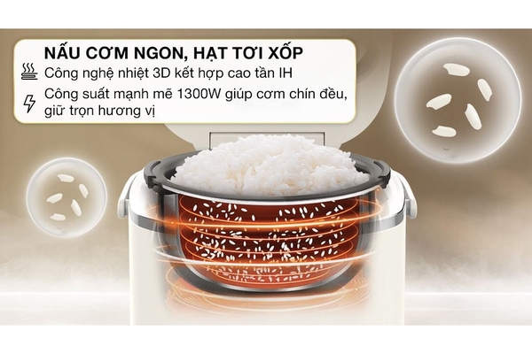 Nồi Cơm Điện Cao Tần Sharp KS-IH18IX-WH 1.8L Màu Trắng