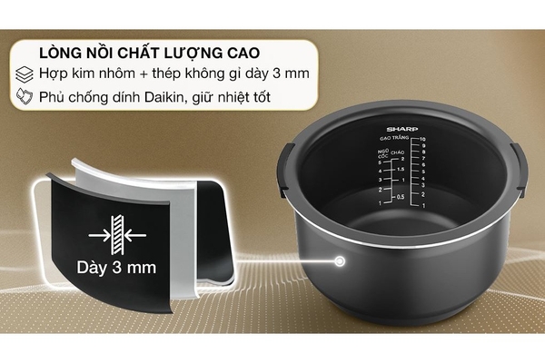 Nồi Cơm Điện Cao Tần Sharp KS-IH18IX-WH 1.8L Màu Trắng
