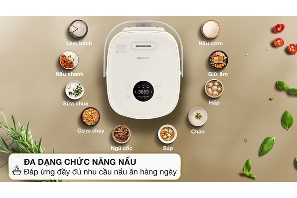 Nồi Cơm Điện Cao Tần Sharp KS-IH18IX-WH 1.8L Màu Trắng