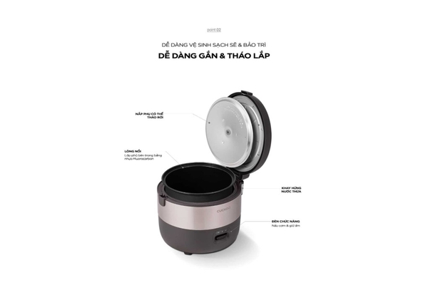 Nồi cơm điện cơ Cuckoo Gia nhiệt 3D 3.0 lít CR-1755, Màu Nâu Đen