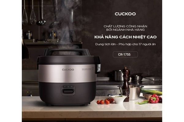 Nồi cơm điện cơ Cuckoo Gia nhiệt 3D 3.0 lít CR-1755, Màu Nâu Đen