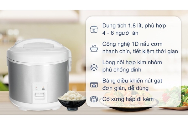Nồi cơm điện nắp gài Panasonic SR-MVN18LRAX 1.8 lít