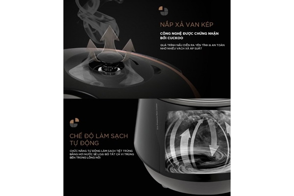 Nồi cơm điện tử áp suất Cuckoo Lòng nồi kim cương X-Wall Black 1.8 lít CRP-PWV1008F, Màu Đen Bạc