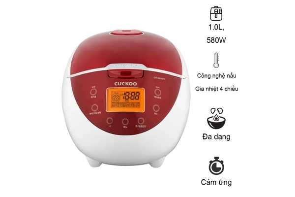 Nồi cơm điện tử Cuckoo Gia nhiệt 1D 1.08 lít CR-0655F, Màu Đỏ Đen