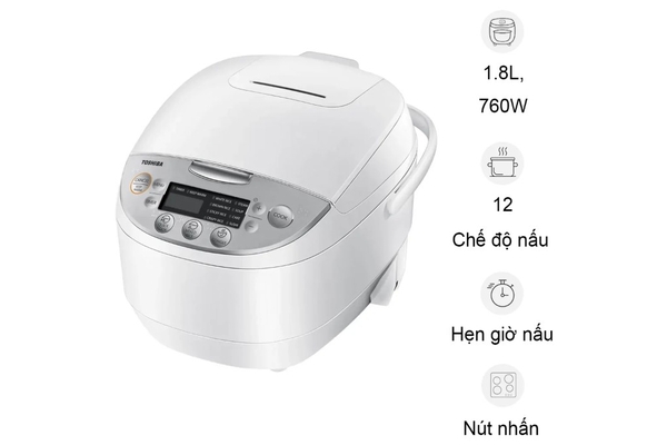 Nồi cơm điện tử Toshiba 11 chế độ nấu 1.8 lít RC-18DH2PV(W) Màu Trắng