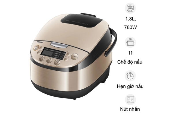 Nồi cơm điện tử Toshiba Lòng nồi Binchotan PFA 1.8 lít RC-18DR3PV(G) Màu Vàng Đồng