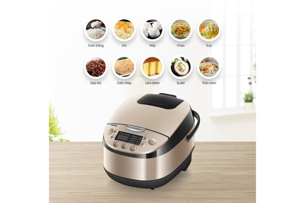 Nồi cơm điện tử Toshiba Lòng nồi Binchotan PFA 1.8 lít RC-18DR3PV(G) Màu Vàng Đồng