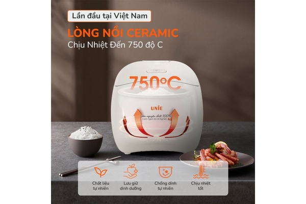 Nồi Cơm Điện Tử Unie URC815 1.5L Lòng Gốm Ceramic