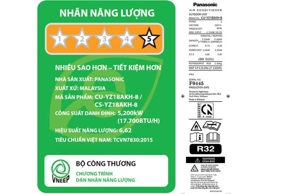 Điều hòa Panasonic 2 chiều Inverter 18000 BTU CU/CS-YZ18AKH-8 - ảnh 8