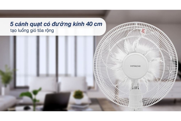 Quạt đứng Hitachi 5 cánh điều khiển từ xa 40cm LF-A6RCWM – Màu Trắng