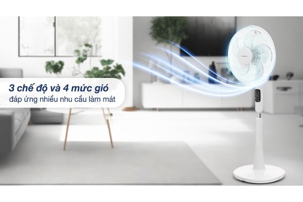 Quạt đứng Hitachi 5 cánh điều khiển từ xa 40cm LF-A6RCWM – Màu Trắng