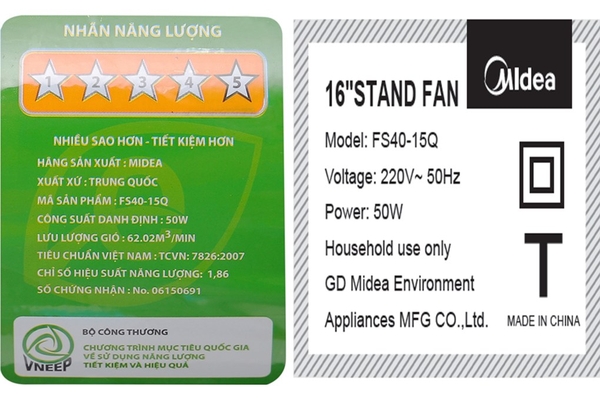 Quạt đứng Midea 5 cánh 40cm FS40-15Q