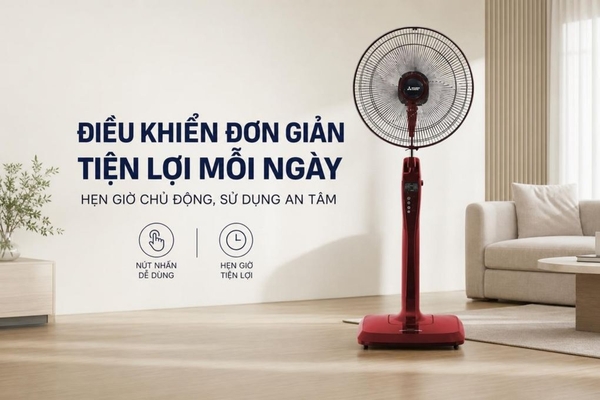Quạt đứng Mitsubishi 3 cánh điều khiển từ xa 40cm LV16-RB Hàng Thái Lan