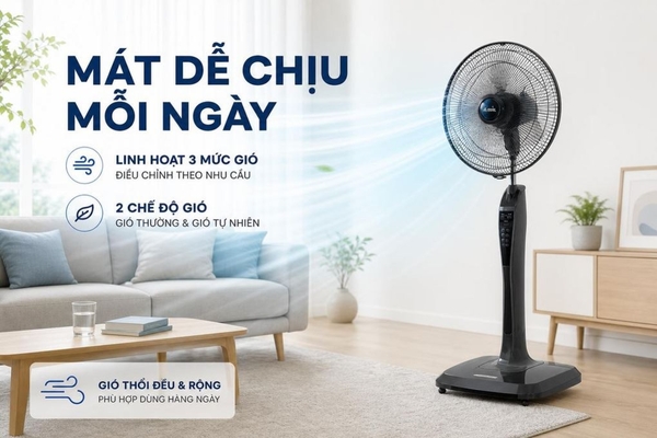 Quạt đứng Mitsubishi 3 cánh điều khiển từ xa 40cm LV16-RB Hàng Thái Lan