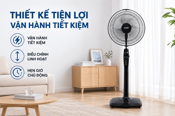 Quạt đứng Mitsubishi 3 cánh điều khiển từ xa 40cm LV16-RB Hàng Thái Lan