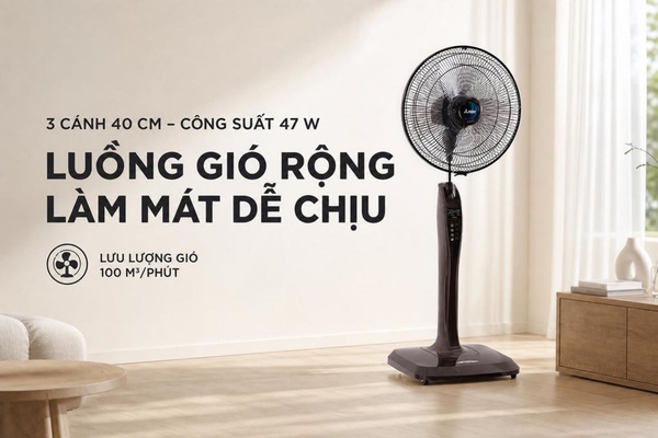 Quạt đứng Mitsubishi 3 cánh điều khiển từ xa 40cm LV16-RB Hàng Thái Lan