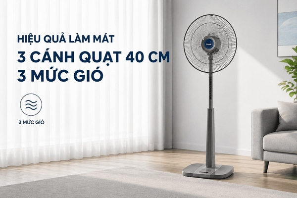 Quạt đứng Mitsubishi 3 cánh điều khiển từ xa 40cm LV16S-RA Hàng Thái Lan