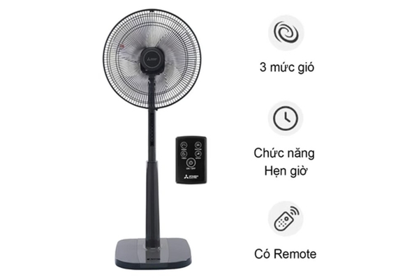 Quạt đứng Mitsubishi 3 cánh điều khiển từ xa 40cm LV16S-RA Hàng Thái Lan