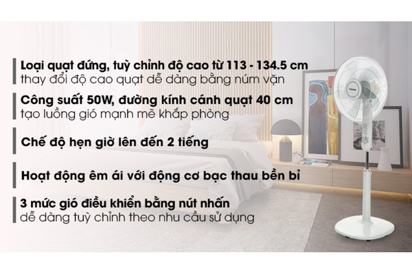 Quạt đứng Toshiba 5 cánh 40cm F-LSA10(H)VN – Màu Xám