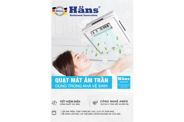 Quạt mát âm trần Hans 39W H10S
