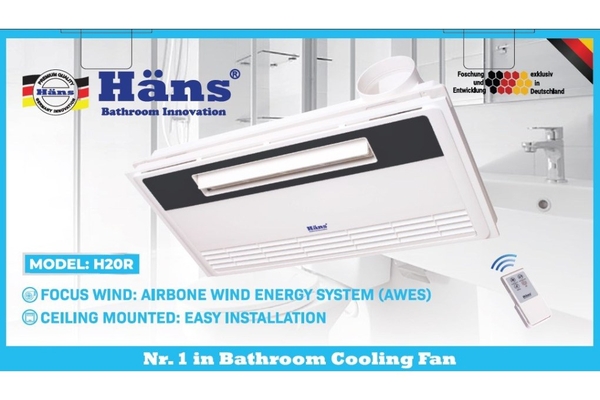 Quạt mát âm trần Hans tích hợp thông gió điều khiển từ xa 123W H20R