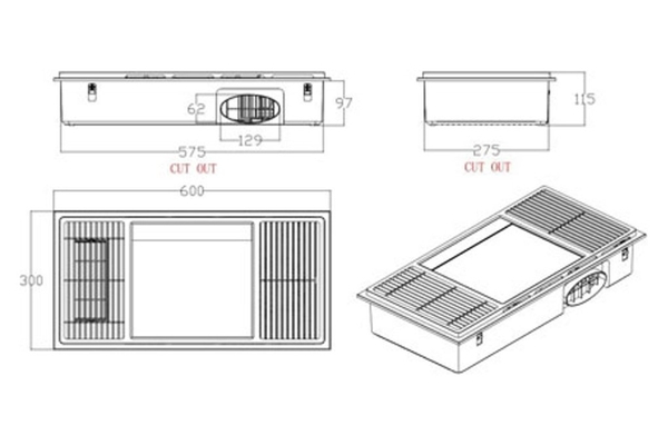 Quạt sưởi âm trần đa năng 4 trong 1 Hans 2130W HA2