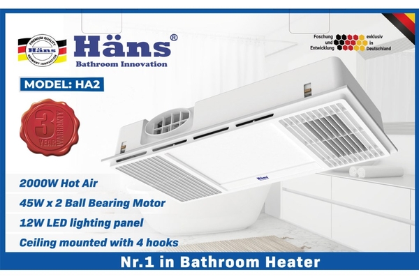 Quạt sưởi âm trần đa năng 4 trong 1 Hans 2130W HA2