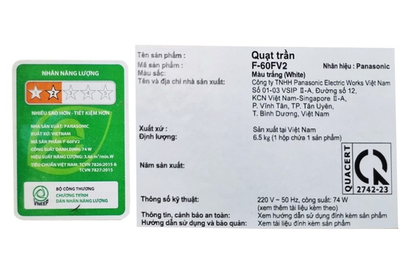 Quạt trần Panasonic 3 cánh 150cm F-60FV2