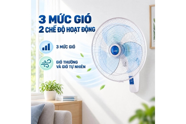 Quạt treo tường Mitsubishi 3 cánh điều khiển từ xa 40cm W16-RA Hàng Thái Lan