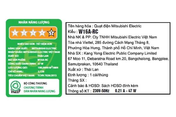 Quạt treo tường Mitsubishi 3 cánh điều khiển từ xa 40cm W16A-RC Hàng Thái Lan